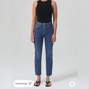 NWT! AGOLDE Women's Riley High Rise Straight Crop Jeans Blue Size 23 Casual